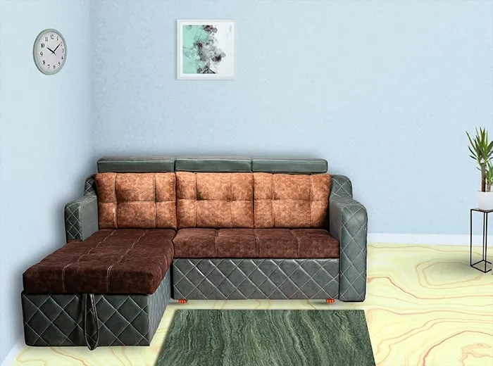VIVDeal The Compact Rugged Sofa Cum Bed With Lounger & Storage